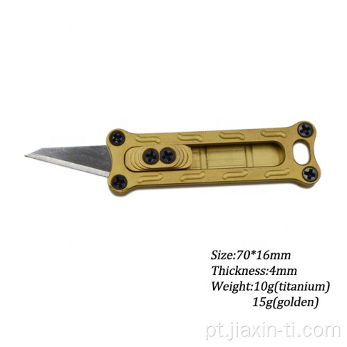 Titanium Utility Mini Size Chaveiro Canivete Deslizante